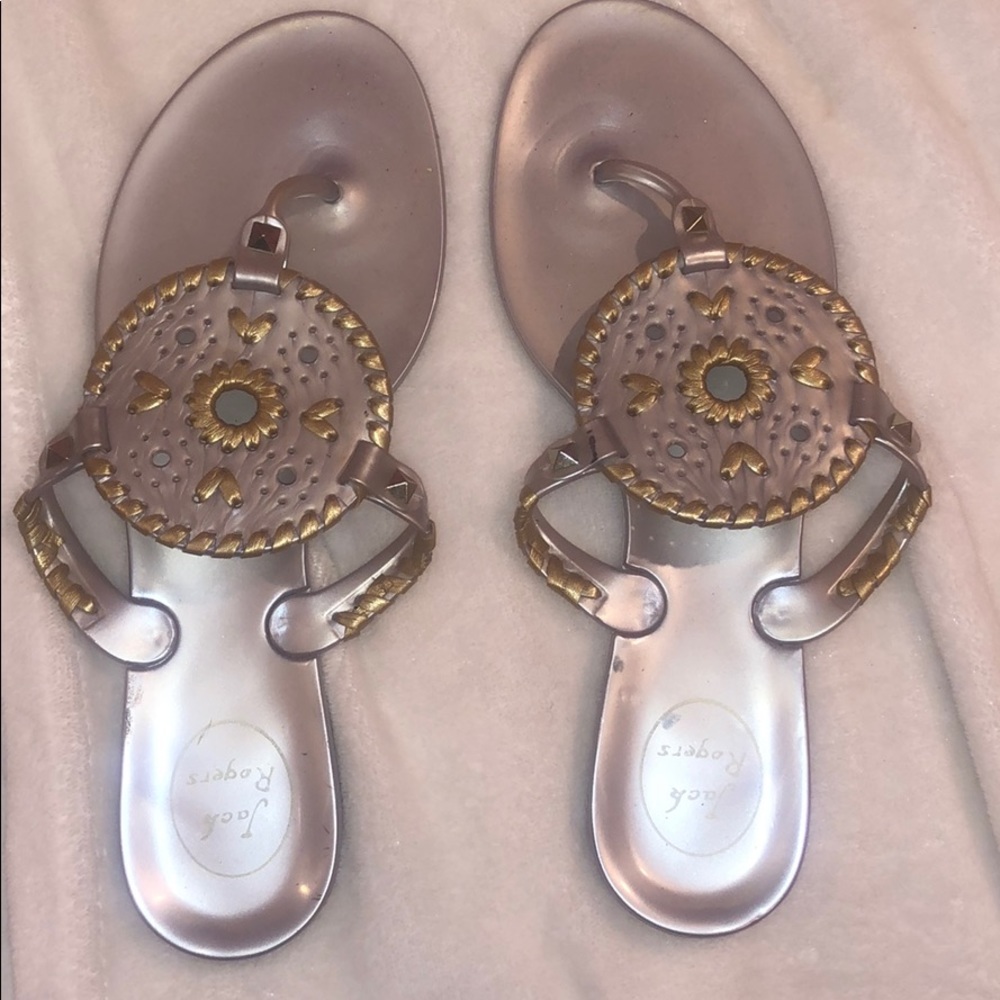 Silver and gold jack roger flip flops
